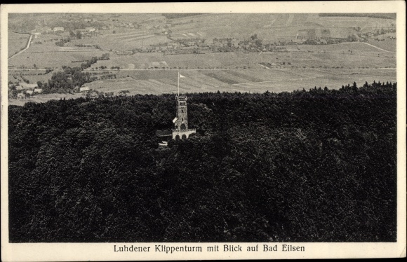 Postcard Luhden in the Schaumburger Land, Luhden cliff tower overlooking Bad Eilsen