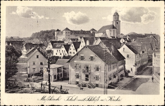 Ak Messkirch in de Zwabische Alb, afstandsschot, kasteel, kerk