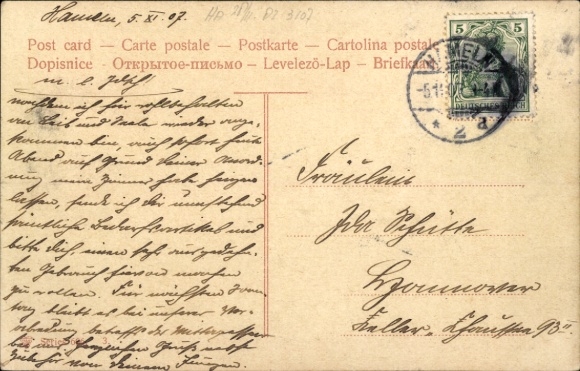 Znaczki pocztowe Kałamarz Ak, otwieracz do listów, znaczki 5 i 10 fenigów