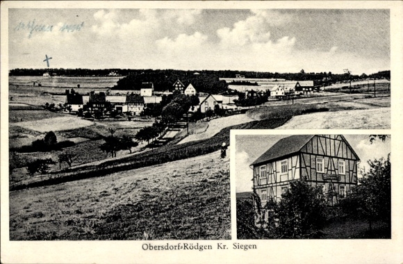 Postcard Rödgen Obersdorf Wilnsdorf in Siegerland, Panorama, Restaurant Karl Stahl