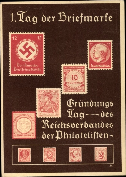Postzegels Ak 1. Dag van de postzegel, oprichtingsdag van de Reichsvereniging van filatelisten