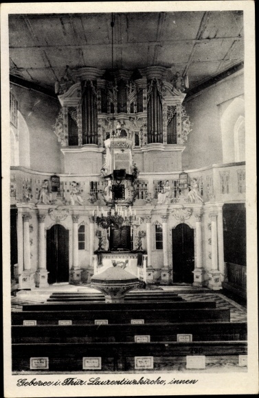 Ak Gebesee in Thüringen, Laurentiuskirche, Innenansicht