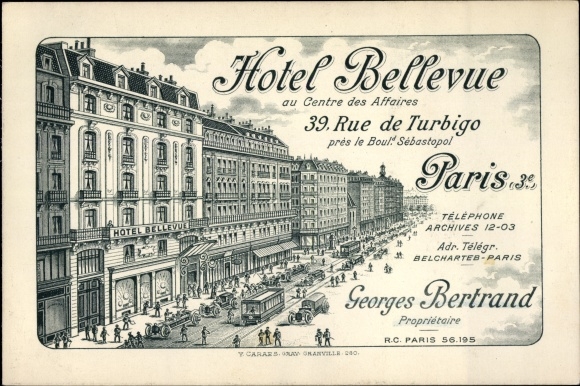 Litho Paris III, Hotel Bellevue, Rue de Turbigo