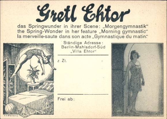 Postcard Berlin Marzahn Mahlsdorf, Gretl Ehtor, jumping wonders in their scene, morning gymnastics