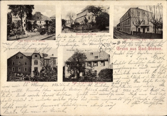 Postcard Bad Steben in Upper Franconia, Villa Klara and Anna, Humboldt House, spa hotel
