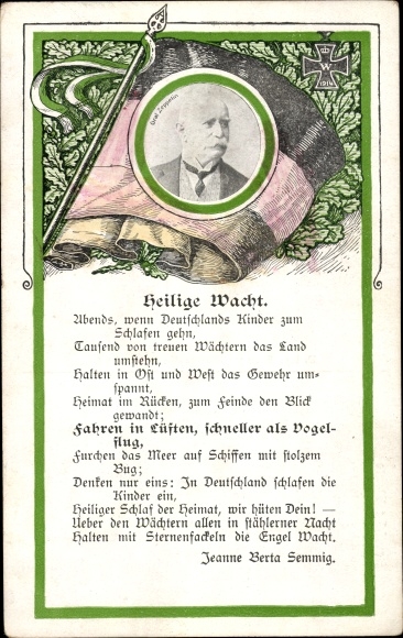 Postcard Graf Zeppelin, Holy Watch, Poem Jeanne Berta Semmig, 1st World War