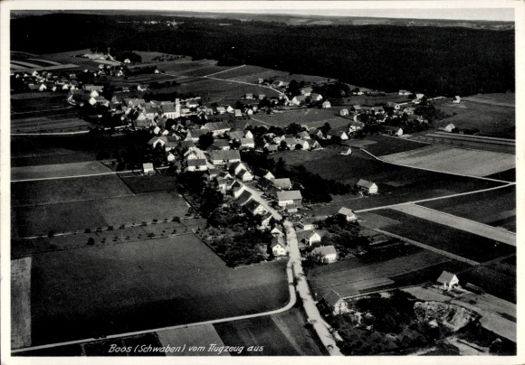 Postcard Boos in Swabia, aerial photograph