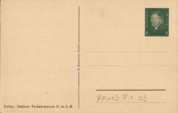 Postwaardekaart Szczecin Stettin Pommeren, visbolwerk en kasteel, PP 113 F 1 03