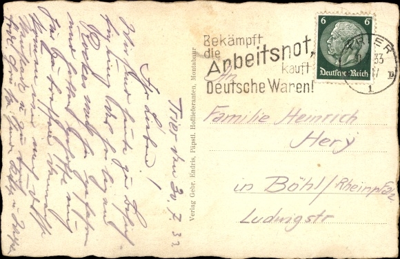 Postcard Trier on the Moselle, Holy Rock of Jesus Christ, pilgrimage 1933