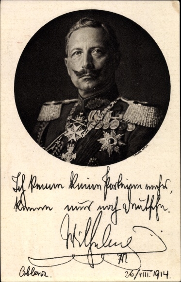 Postcard portrait of Kaiser Wilhelm II, signature