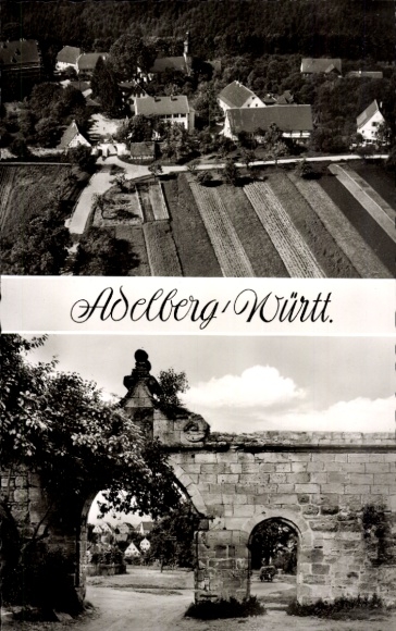 Postcard Adelberg near Göppingen, aerial photograph, Gasthaus Klosterstüble