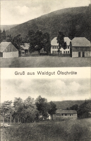 Postcard Friedersdorf in Thuringia, Waldgut Ölschröte, partial views