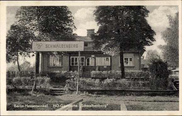 Postcard Berlin Köpenick Rahnsdorf Hessenwinkel, HO-Restaurant Schwalbenberg
