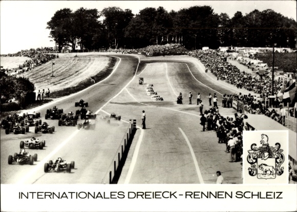 Ak Schleiz im Vogtland Thüringen, Motorsportveranstaltung, Rennwagen, Zuschauer, Schleizer Dreiec