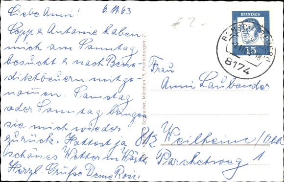 Postcard Penzberg in Upper Bavaria, Neusteigerberg, St. Johannisrain, town hall, Staltacher Hof, retirement home