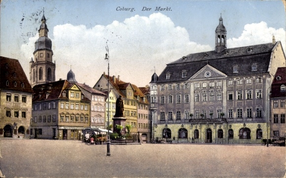 Postcard Coburg in Upper Franconia, market
