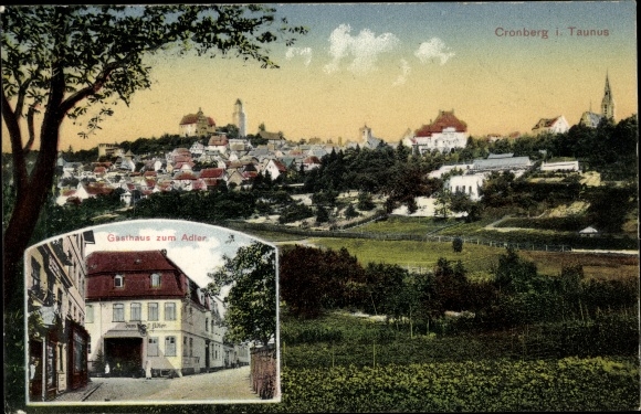 Ak Kronberg im Taunus, Blick auf den Ort, Gasthaus zum Adler