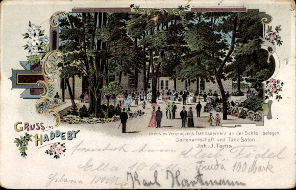 Litho Haddeby Busdorf, Gartenwirtschaft und Tanzsalon an der Schlei, Inh. J.Tams