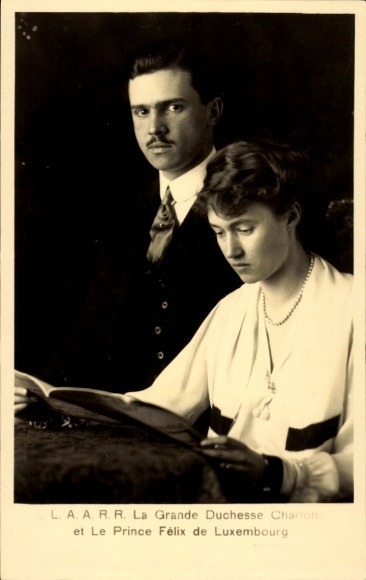 Ak Großherzogin Charlotte von Luxemburg, Prinz Felix von Bourbon-Parma, Portrait