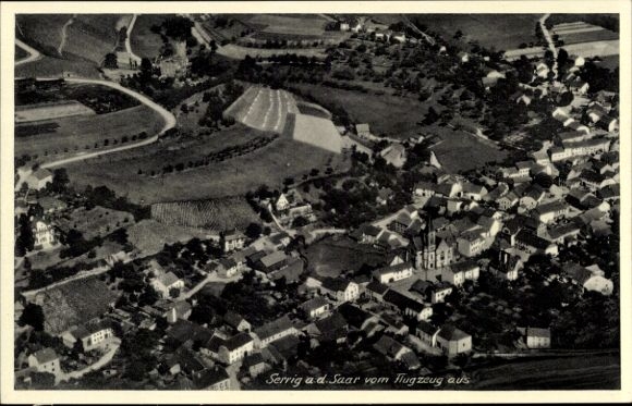 Postcard Serrig an der Saar, aerial photograph