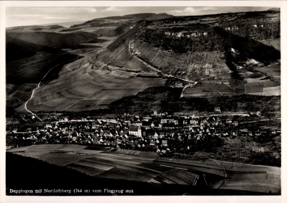 Postcard Deggingen in Württemberg, aerial photograph, Nordalberg