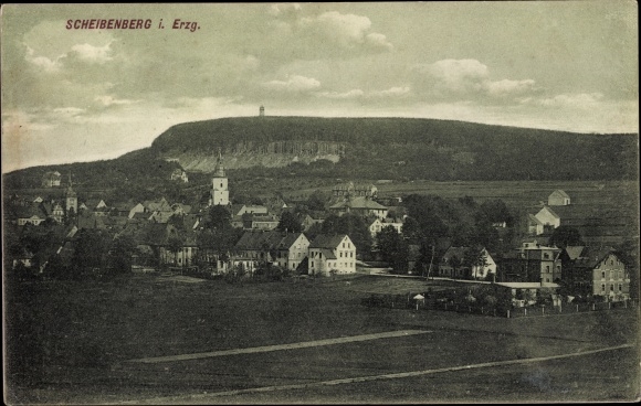 Ak Scheibenberg im Erzgebirge Sachsen, Totalansicht vom Ort
