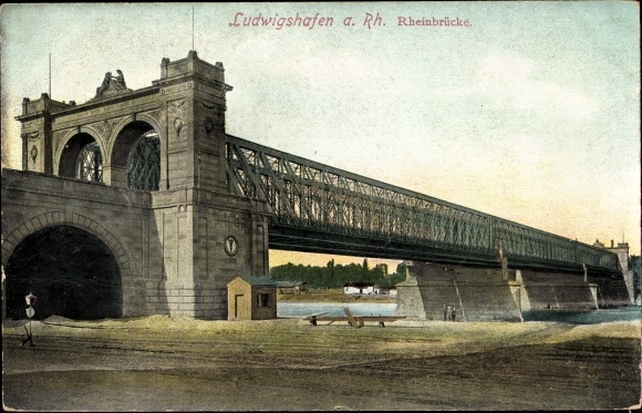 Postcard Ludwigshafen am Rhein, Rhine bridge