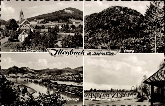 Ak Ittenbach Königswinter am Rhein, Blick zum Ölberg, Illenbach, Siebengebirge, Friedhof