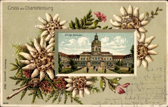 Präge Litho Berlin Charlottenburg, Königliches Schloss, Edelweiß