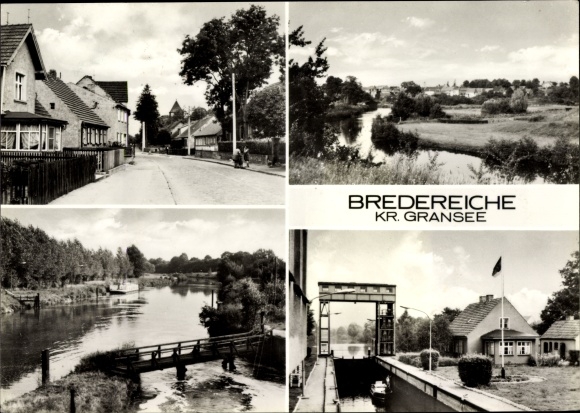 Postcard Bredereich Fürstenberg an der Havel, lock, street view, bridge