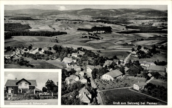 Ak Straßkirchen (bei Passau) Salzweg in Niederbayern, Landschaftsaufnahme, Gemischtwarenladen, Gr