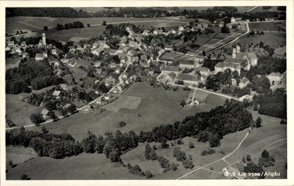 Postcard Irsee in Ostallgäu, aerial photograph