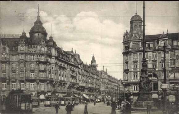 Ak Frankfurt am Main, Kaiserstraße vom Hauptbahnhof aus, Straßenbahnen