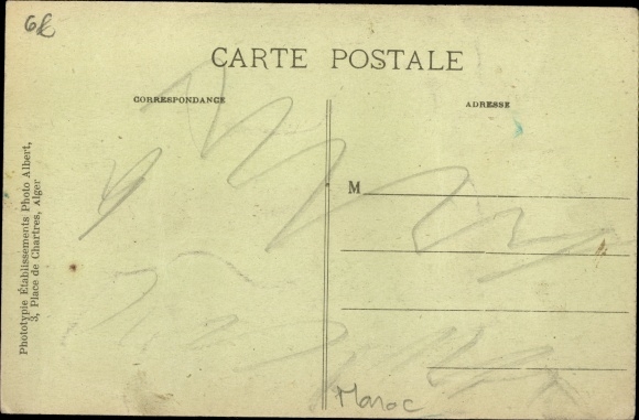 Postcard Taza Morocco, Camp Girardot, Entrance, Street Section