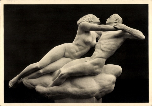Postcard sculpture by Josef Thorak, Francesca da Rimini, HDK 553, Photo Hoffmann
