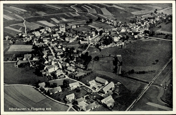 Postcard Hörzhausen Schrobenhausen in Upper Bavaria, aerial photograph