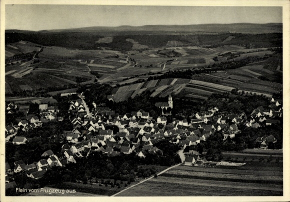 Postcard Flein in Württemberg, aerial view of landscape, houses, church