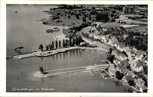 Postcard Unteruhldingen Uhldingen Mühlhofen am Bodensee, aerial photograph
