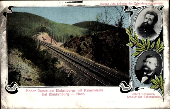 Postcard Harz cog railway, Hoher Damm am Eichenberge with Kaiserwarte, Albert Schneider, Roman Abt