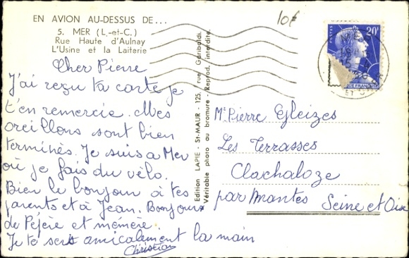 Postcard Mer Loir et Cher, Rue Haute d'Aulnay, L'Usine et la Laiterie