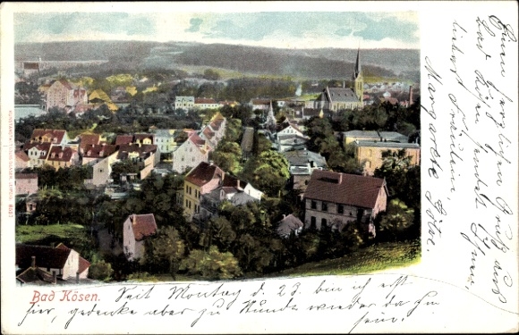 Ak Bad Kösen Naumburg an der Saale, Blick über die Dächer der Stadt, Kirche