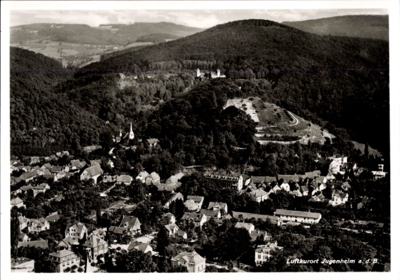 Ak Jugenheim an der Bergstraße Hessen, Luftaufnahme