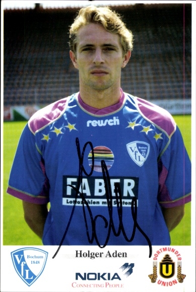 Autogrammkarte Fußballer Holger Aden, VfL Bochum, Autogramm