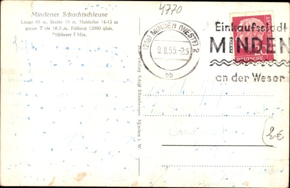 PC Minden in Westphalia, canal bridge, saloon passenger ship Porta Westfalica, shaft lock