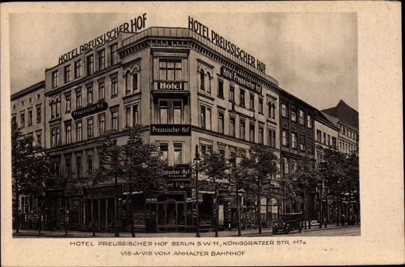 Postcard Berlin Kreuzberg, Hotel Preussischer Hof, Königgrätzer Strasse 117