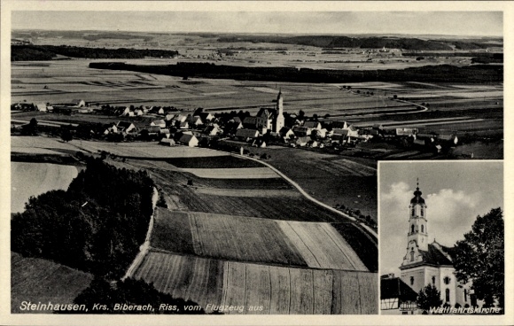 Postcard Steinhausen Bad Schussenried in Upper Swabia, aerial photograph