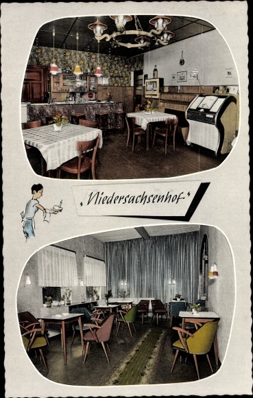 Ak Schiffdorf in Niedersachsen, Gasthaus Niedersachsenhof, Innenansicht, Jukebox, Lange Straße 118