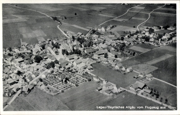 Postcard Legau in Swabia Unterallgäu, aerial photograph