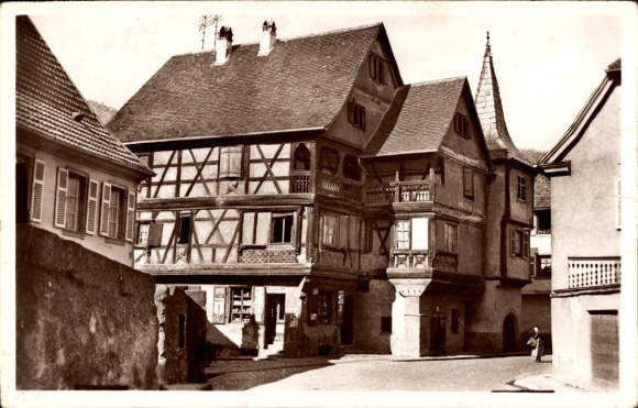 Ak Kaysersberg Elsass Haut Rhin,  alte Fachwerkhäuser,  Architektur