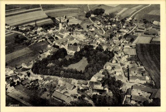 Postcard Gerzen Lower Bavaria, aerial photograph